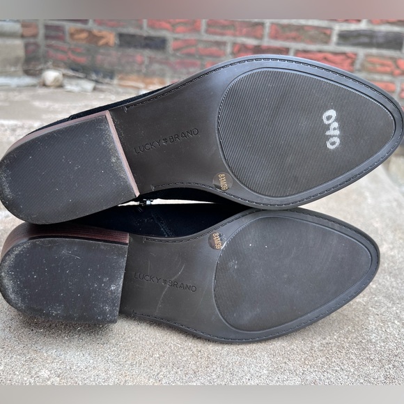 Lucky Brand Womens Fenley Ankle Boots Booties Black Suede Low Heel Zip 8.5M/39 - Picture 8 of 8